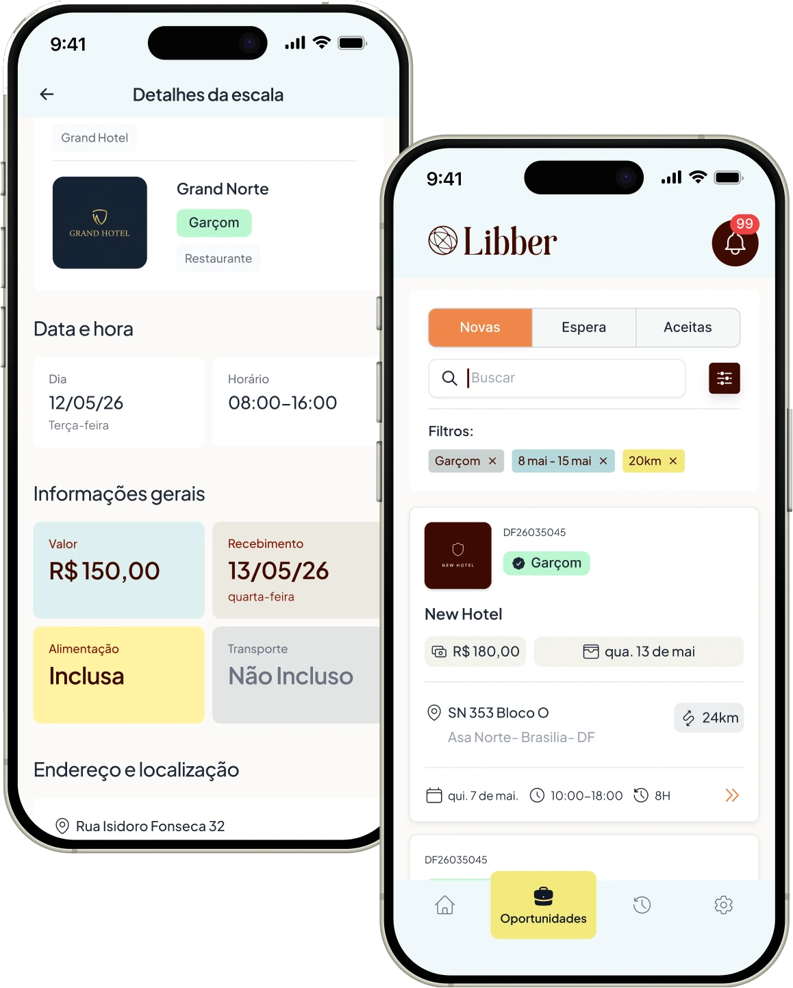 Aplicativo Libber para encontrar e aceitar oportunidades de trabalho